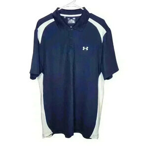 Under armour heat gear Men's blue and white polo shirt size large